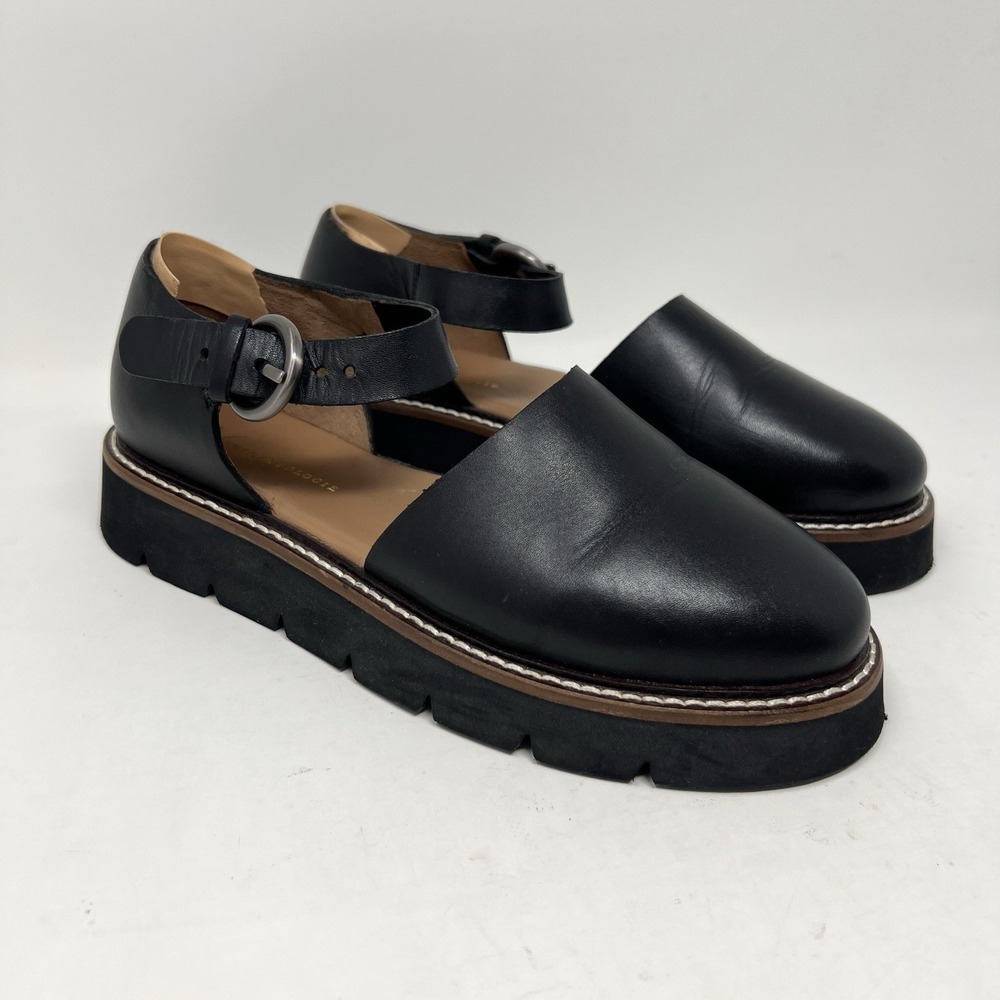 Anthropologie Platform Sandals Soleil EU 37 Women's 6.5-7 Black Mary Jane Casual